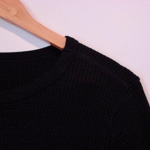 Chaser Black Apres Ski Waffle Thermal Long Sleeve Top Size Medium - Picture 10 of 16